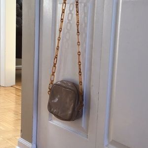 Leather bag taupe 5 x 7 link chain w/leather $10